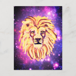 Carte Postale Lion Galaxy dans les étoiles Espace amusant Famill