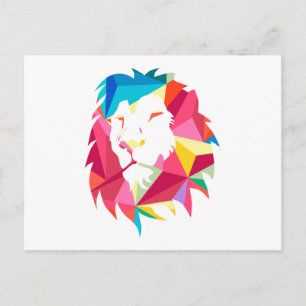 Carte Postale Lion géomatrique triangulaire