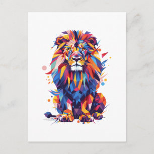 Carte Postale Lion géométrique coloré