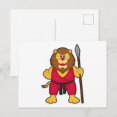 Carte Postale Lion Guerrier avec Lance (Devant / Derrière)
