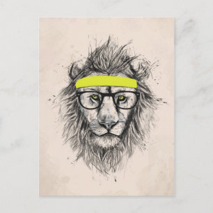 Carte Postale lion hipster (arrière - plan léger)
