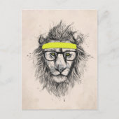 Carte Postale lion hipster (arrière - plan léger) (Devant)