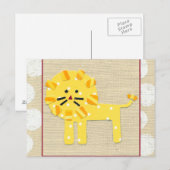 Carte Postale Lion jaune avec Pois blancs (Devant / Derrière)