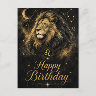 Carte Postale Lion Joyeux Anniversaire Design de Signe du Zodiaq