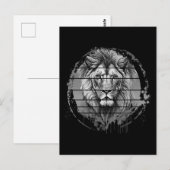 Carte Postale Lion Noir Et Blanc (Devant / Derrière)