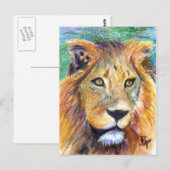 Carte postale Lion Portrait ACEO (Devant / Derrière)
