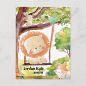 Carte Postale Lion, Renard, Lapin et Oiseaux Brut Nature (Devant)