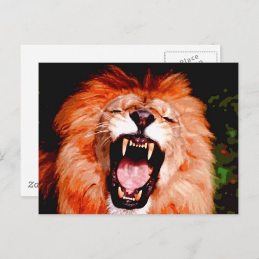 Carte Postale Lion Roaring (Devant / Derrière)