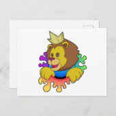 Carte Postale Lion Roi avec Couronne (Devant / Derrière)