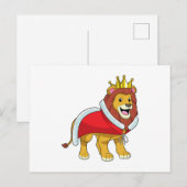 Carte Postale Lion roi avec couronne et cape (Devant / Derrière)