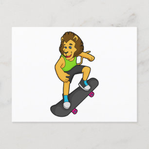 Carte Postale Lion Skater Skateboard