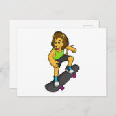 Carte Postale Lion Skater Skateboard (Devant / Derrière)