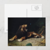 Carte Postale Lion Snapping à un papillon (Devant / Derrière)