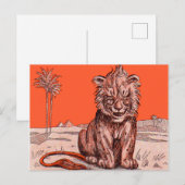 Carte Postale lion souriant (Devant / Derrière)