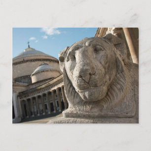 Carte Postale Lion statue in front of San Francesco di Paola