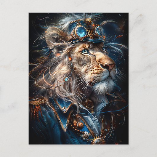 Carte Postale Lion Steampunk (Devant)