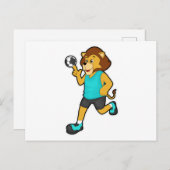 Carte Postale Lion sur Handball avec Handball (Devant / Derrière)