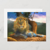 CARTE POSTALE LION SUR LE TRAVAIL (Devant / Derrière)