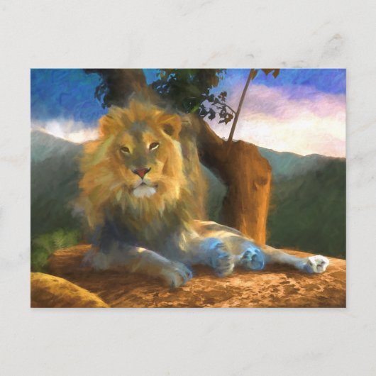 CARTE POSTALE LION SUR LE TRAVAIL (Devant)