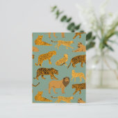 Carte Postale Lion, tigre et Motif léopard (Debout devant)