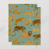 Carte Postale Lion, tigre et Motif léopard (Devant / Derrière)