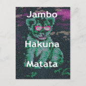 Carte Postale Lion Vert avec des Lunettes Roses "Hakuna Matata" (Devant)