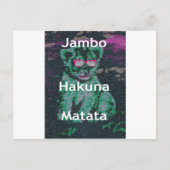 Carte Postale Lion vert avec lunettes roses "Hakuna Matata" Art (Devant)