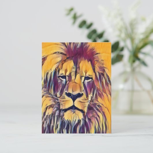 Carte postale Lion Vibrant Art (Debout devant)
