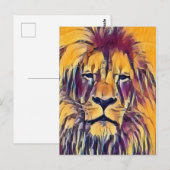 Carte postale Lion Vibrant Art (Devant / Derrière)