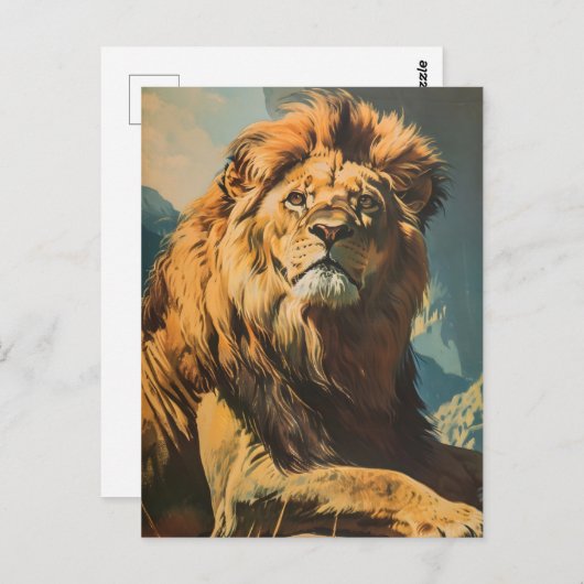Carte Postale Lion vintage (Devant / Derrière)