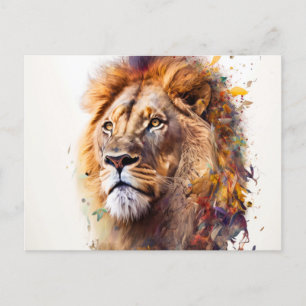 Carte Postale Lion Watercolor Postcard