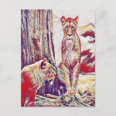 Carte Postale Lionne par les montagnes (Devant)