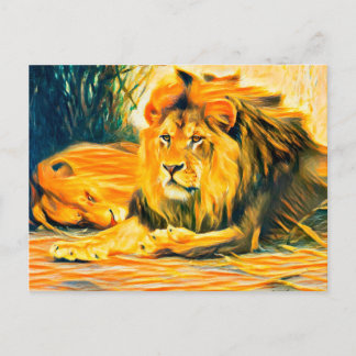 Carte Postale Lions au repos