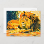 Carte Postale Lions au repos (Devant / Derrière)