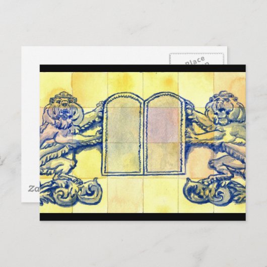 Carte Postale Lions avec dix commandements Tablettes (Devant / Derrière)