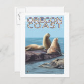 Carte Postale Lions de la mer de l'Oregon (Devant / Derrière)