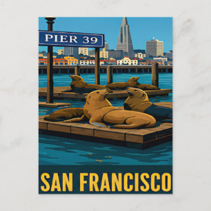 Carte Postale Lions de mer de la jetée 39 de San Francisco, côte