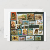 Carte Postale Lions sur timbres (Devant / Derrière)