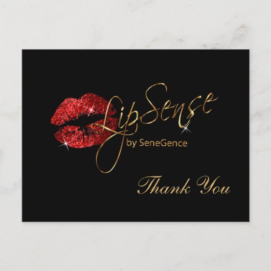 Carte Postale Lipsense Parties scintillant rouge lèvres sur noir (Devant)