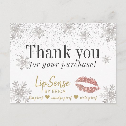 Carte Postale LipSense Rose Lips or Snowflakes Merci (Devant)