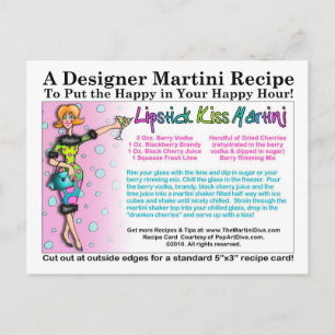 Carte postale Lipstick Kiss Martini Recette