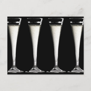 Carte Postale Liquides en verre de Champagne noir et blanc