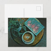 Carte Postale Lire des livres, boire du café (Devant / Derrière)