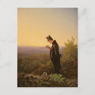 Carte Postale Lire le Breviaire, le soir