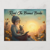 Carte Postale Lire les livres interdits Lecture fille et ours (Devant)