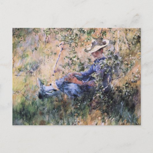 Carte Postale Lire sous la Hawthorne en fleurs Bush (Devant)