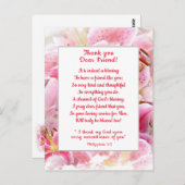 Carte Postale Lis Stargazer roses Merci ami chrétien (Devant / Derrière)