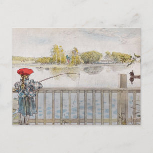 Carte Postale Lisbeth a Little Girl Fishing par Carl Larsson