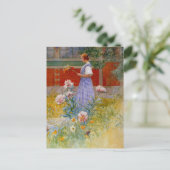 Carte Postale Lisbeth avec des pivoies (Debout devant)