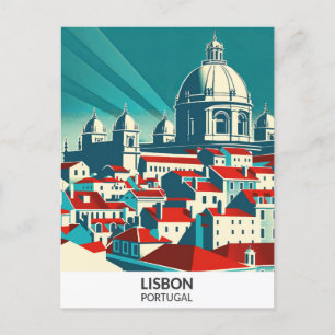 Carte Postale Lisbonne Portugal Retro Illustration Voyage d'oeuv